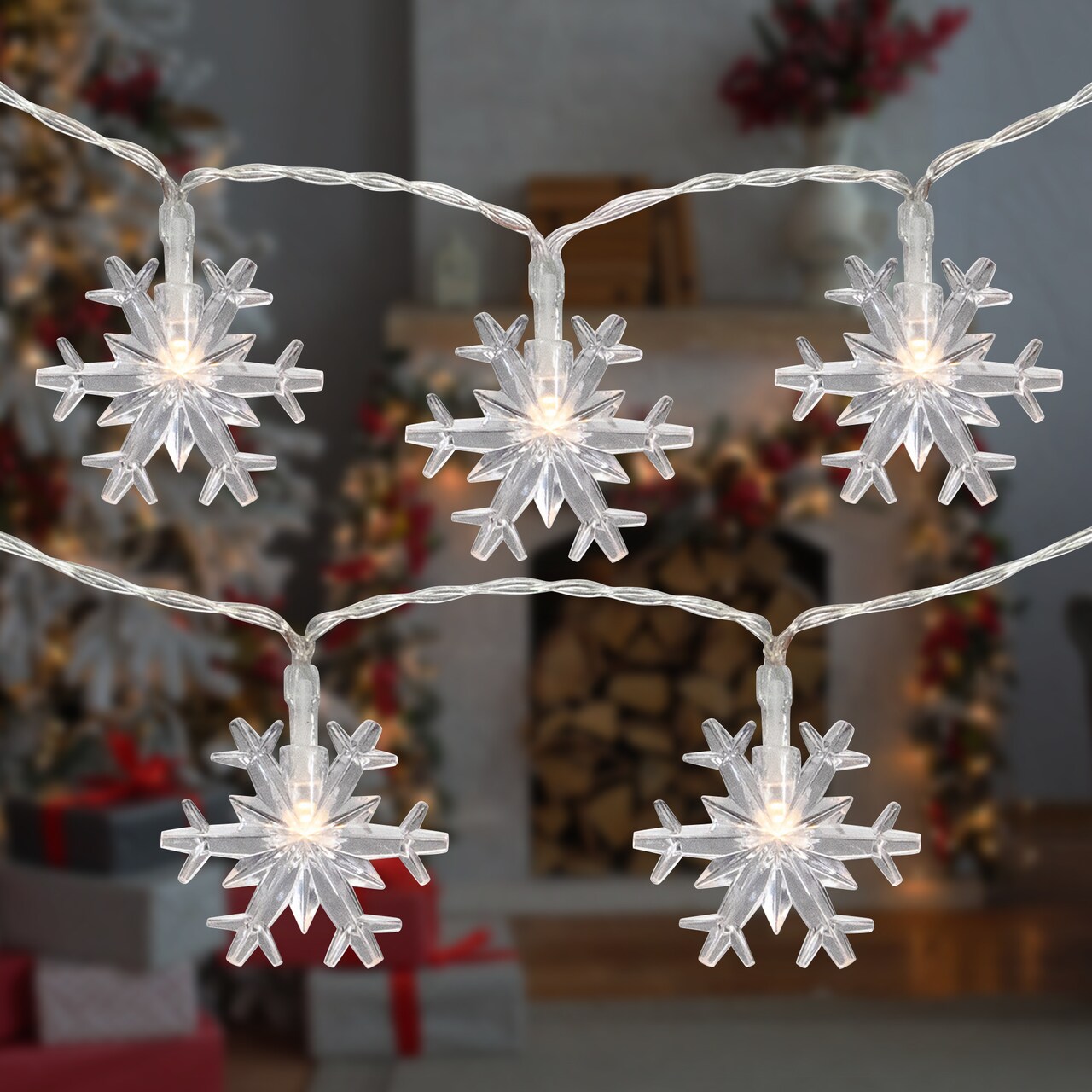 Northlight LED Snowflake Christmas Fairy Lights - 4.25' Copper Wire - 10ct